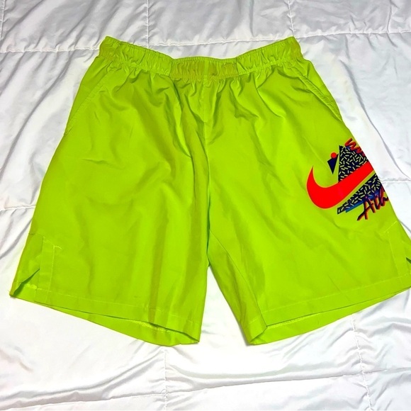 Nike Dri-FIT Flex Training Shorts Lime Green Retro-Size Large 90’s Style 9inch - Picture 1 of 8
